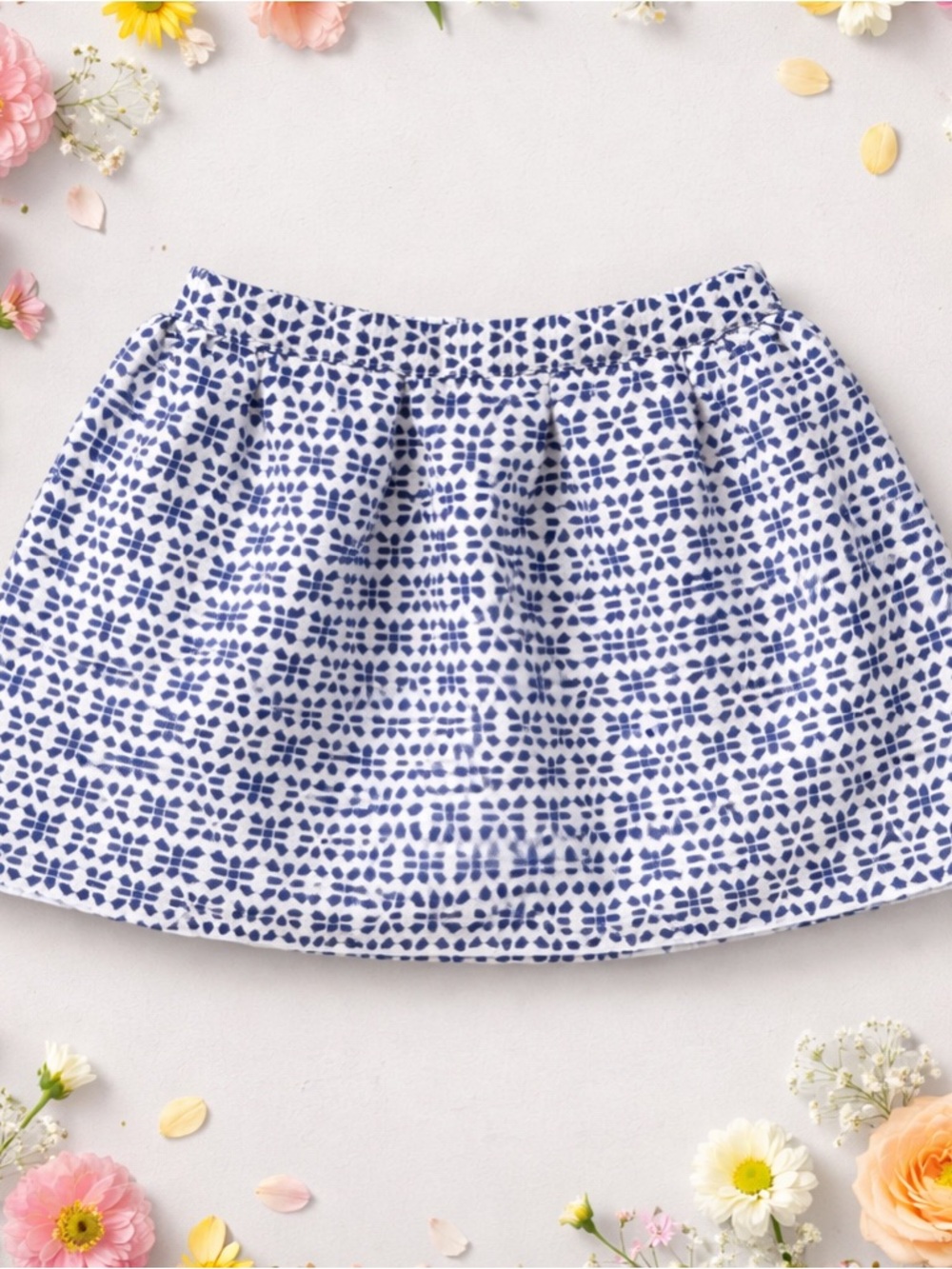 Classic Blue & White Printed Circle Skirt by